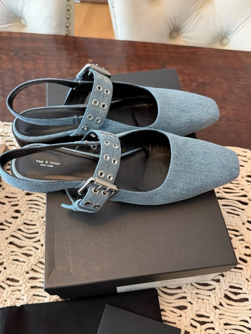 Rag & Bone Astra Slingback Flats in Denim - Size 39 (9)